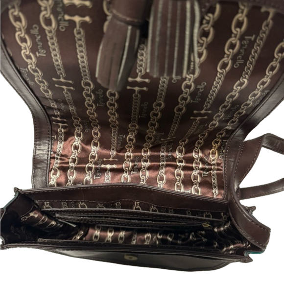 Tignanello Vintage Status Saddle Flap Teal & Brown Leather Crossbody Bag - Picture 5 of 7